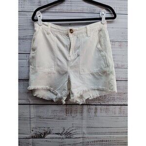 Aerie Shorts Women's Small Petite White High Rise Frayed Pockets Elastic Stretch